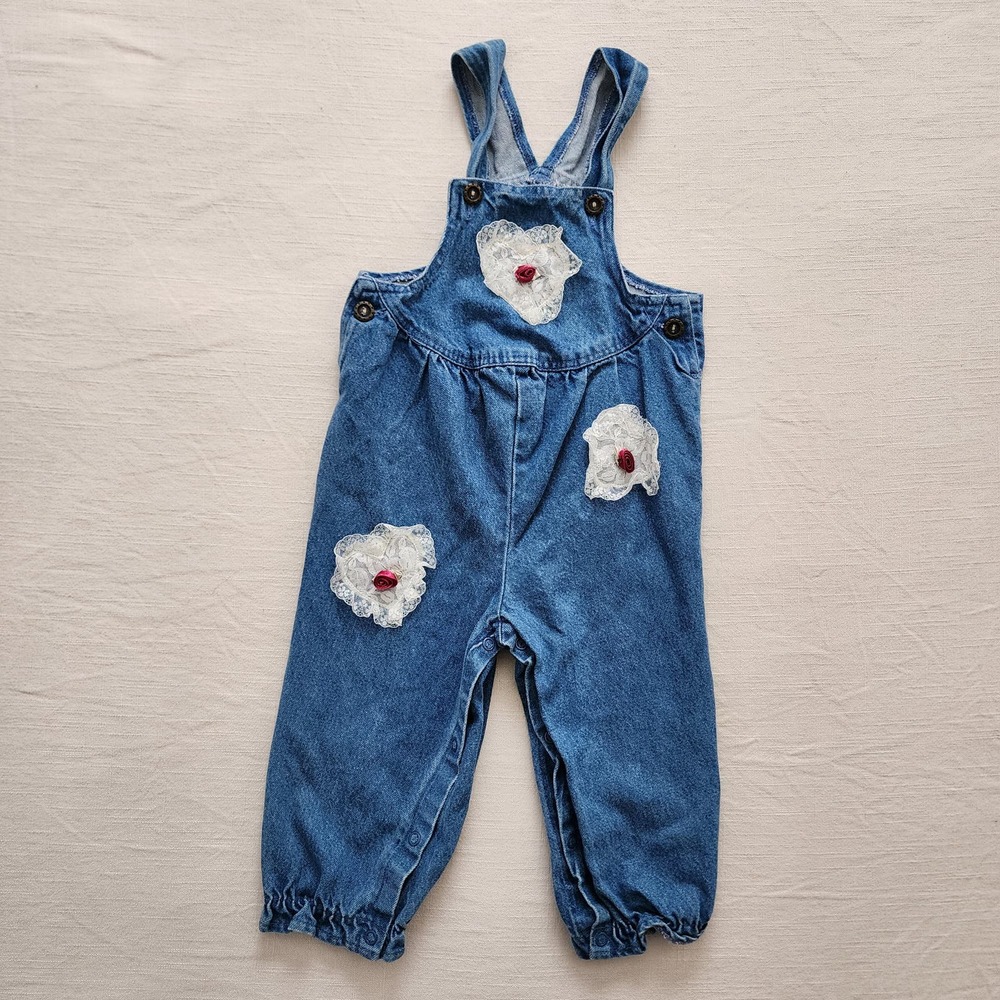 Vintage Denim Girly Overalls 24 months/2t